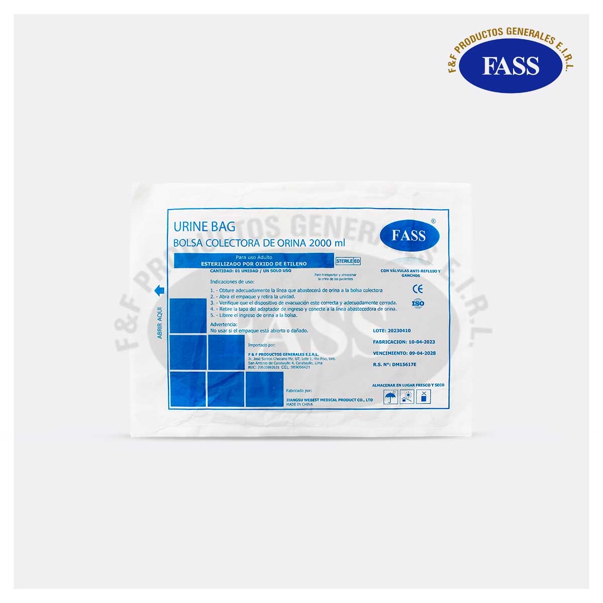 BOLSA COLECTORA DE ORINA 2000 ML – ESPECIAL