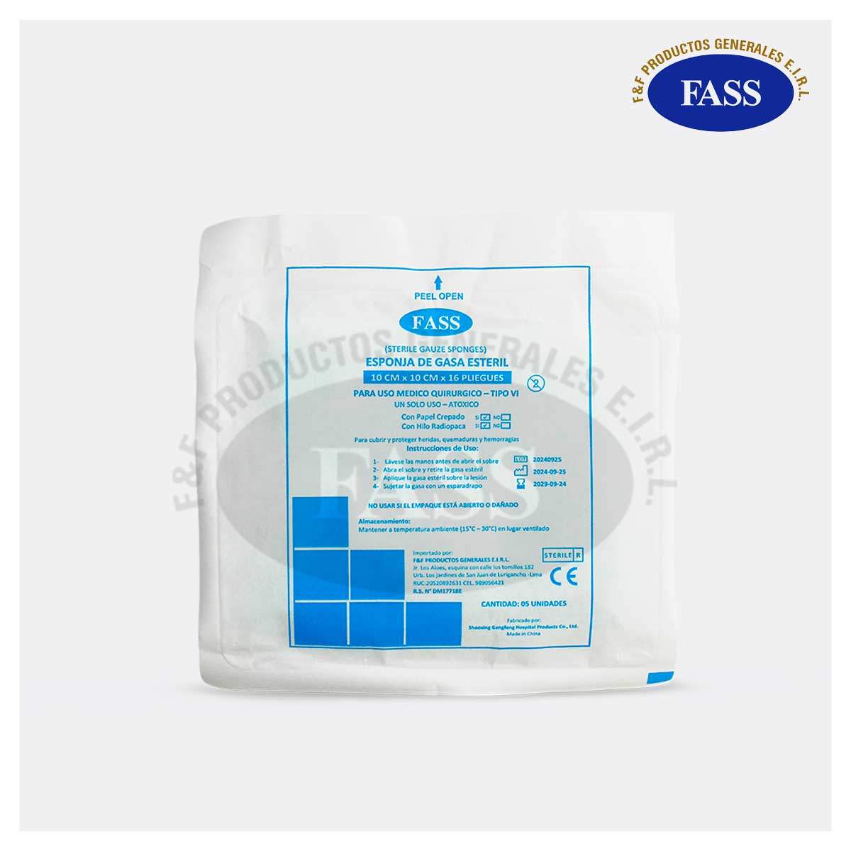 GASA FRACCIONADA ESTERIL 10 CM x 10 CM x 16 PLIEGUES