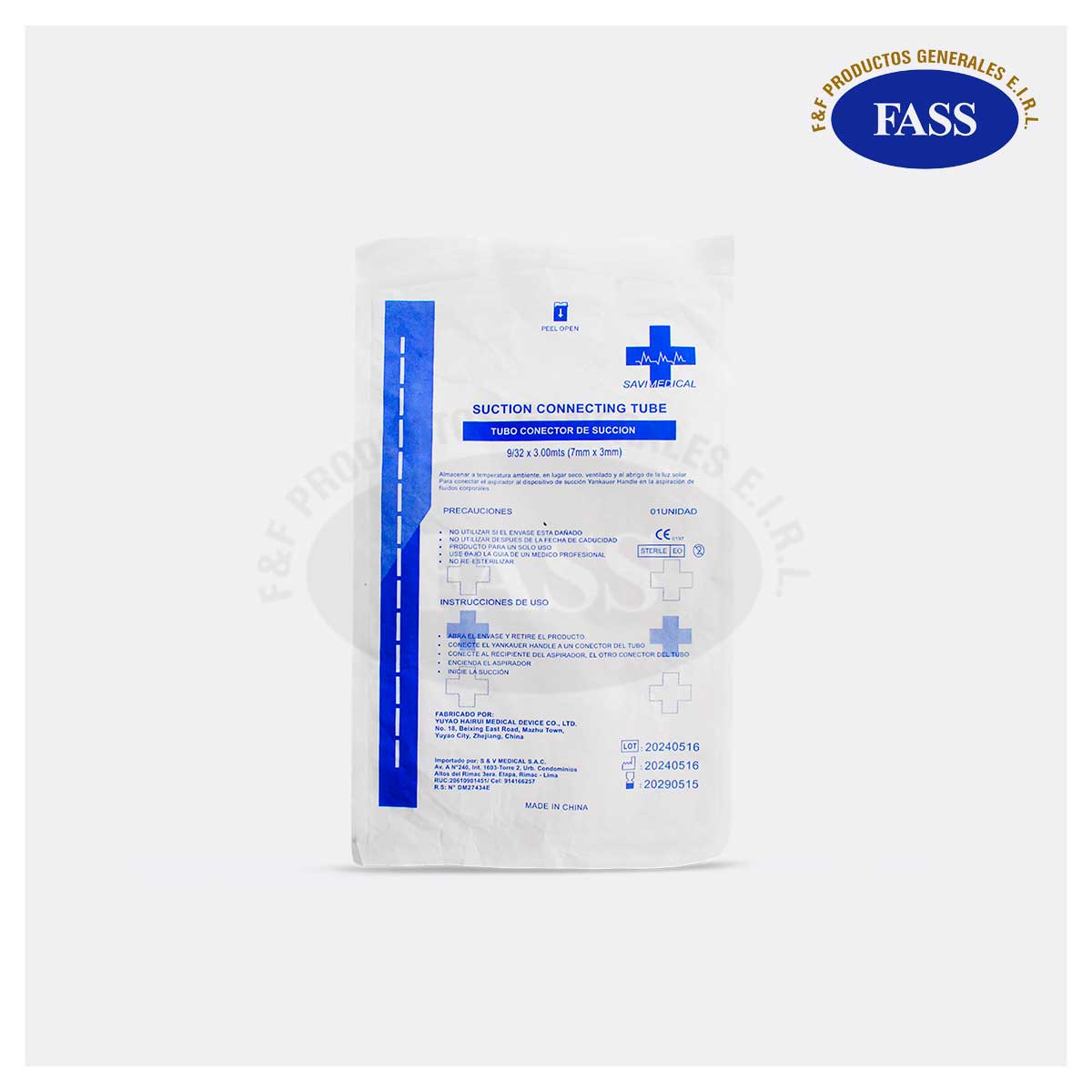 TUBO DE ASPIRACION ESTERIL NO CONDUCTIVO DE SILICONA 7mm x 3mm